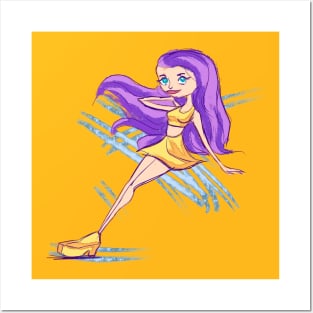 Purple haired girl Posters and Art